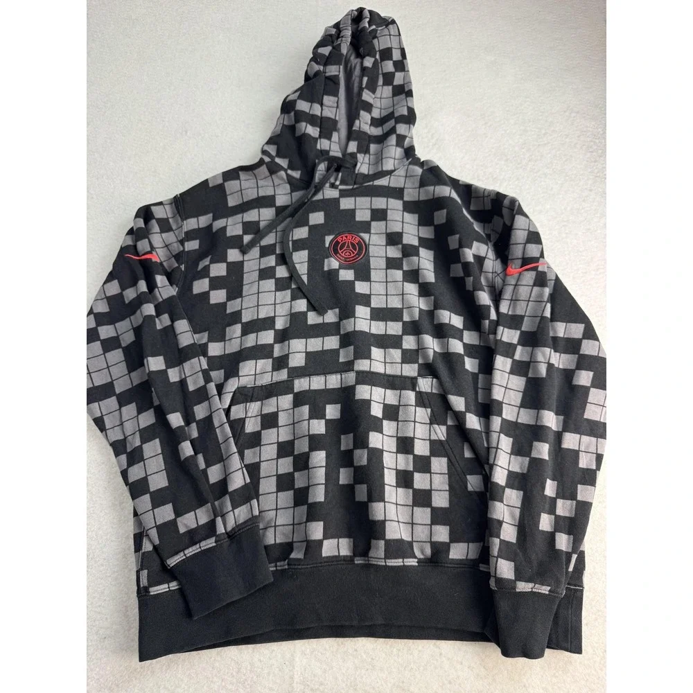 Paris Saint-Germain Hoodie Sweatshirt Mens Medium Black Soccer Pullover Nike